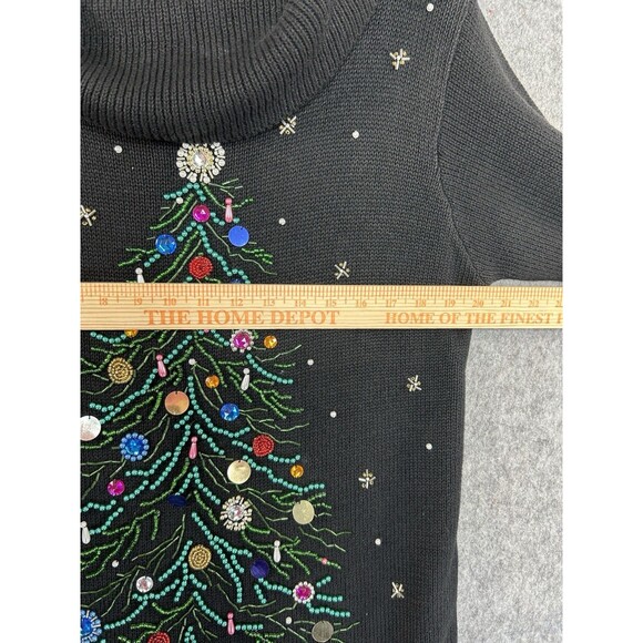 Vintage Christmas Sweater Women's M Beaded Jeweled Tree Cowl Neck BP Design - Picture 8 of 11
